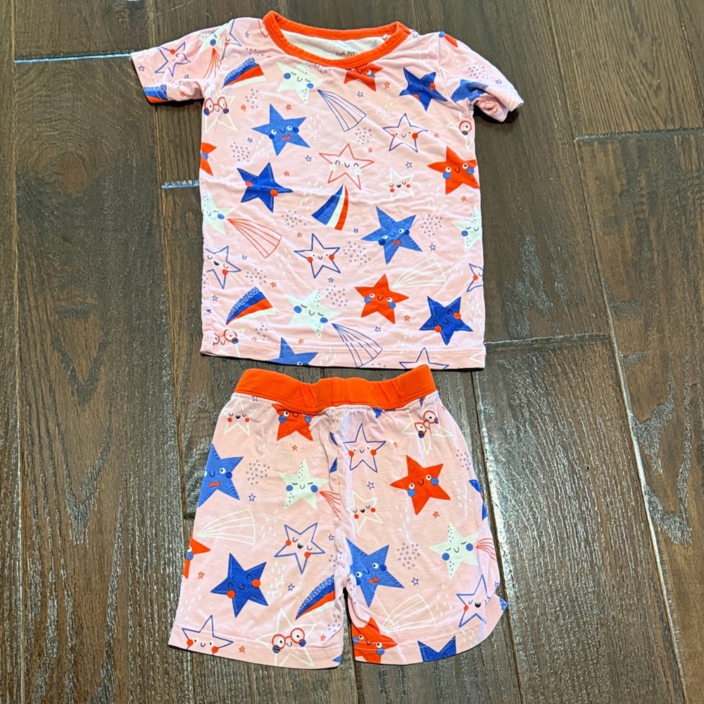 Adorable Little Sleepies “pink Stars and Stripes” 2 piece shorts pajamas